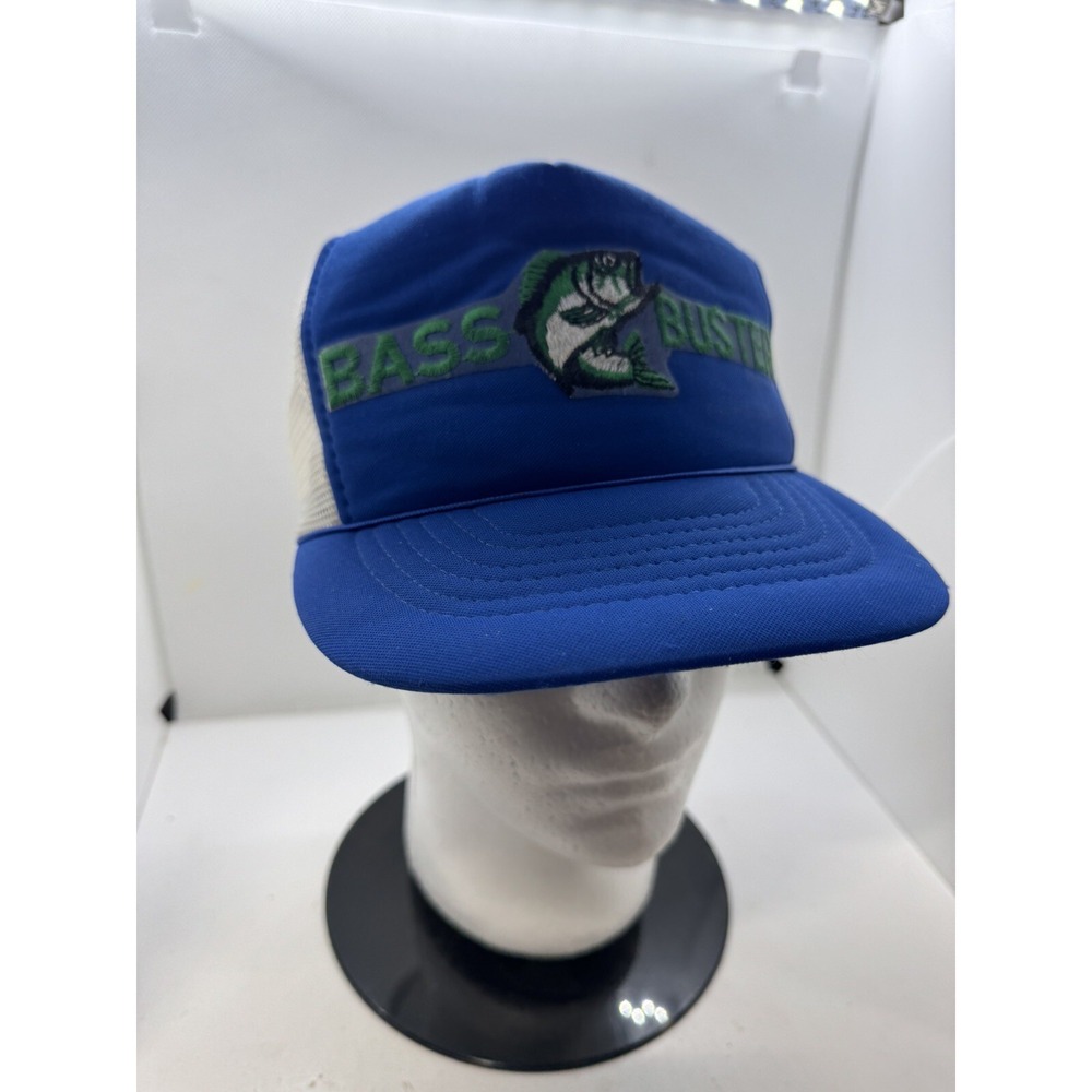 Vintage "Bass Buster" Fishing Hat Trucker Snapback Cap Made in USA, Mesh Back